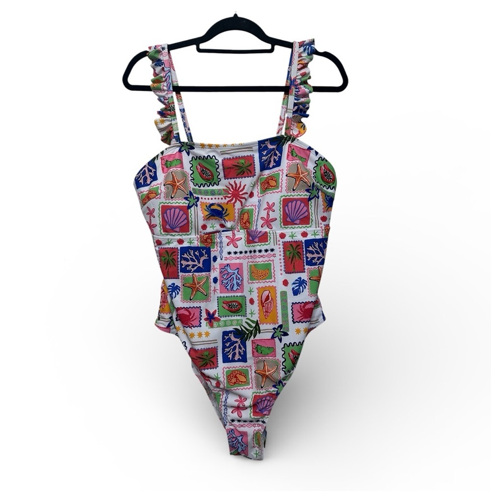 Women’s Ruffle Strap One Piece Swimsuit- 2XL